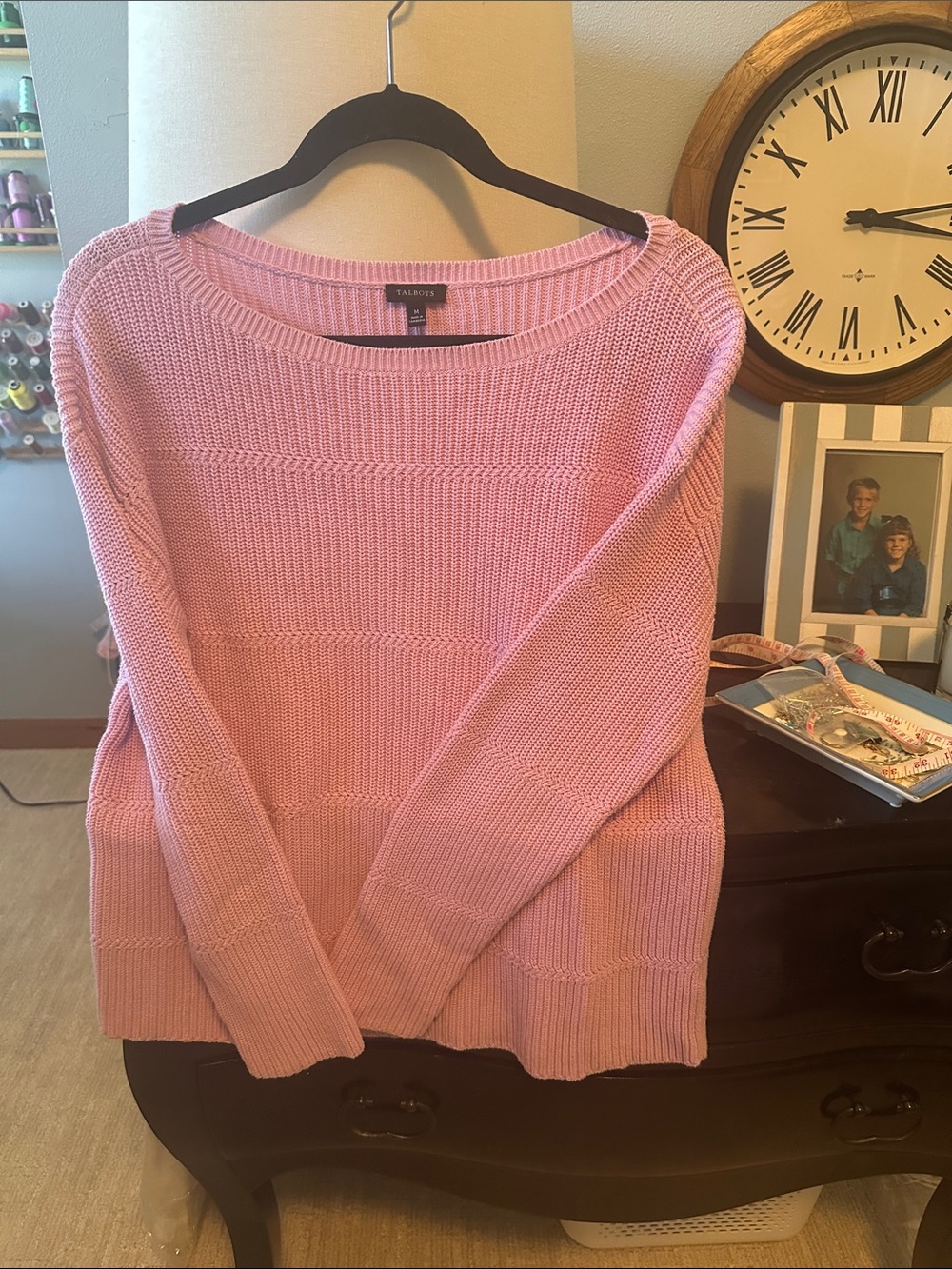 Talbots Pink/lavenderRibbed Boatneck Sweater, size medium